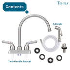 Tehila Stainless Steel Finish Gooseneck Faucet with Side Sprayer