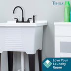 Tehila Black Finish Wide-set Gooseneck Faucet with Side Sprayer
