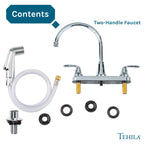 Tehila Chrome Finish Wide-set Gooseneck Faucet with Side Sprayer