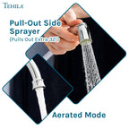 Tehila Chrome Finish Wide-set Gooseneck Faucet with Side Sprayer