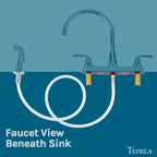 Tehila Chrome Finish Wide-set Gooseneck Faucet with Side Sprayer