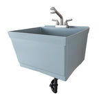 Tehila Standard Wall-Mounted Grey Utility Sink with Stainless Steel Finish Pull-Out Faucet