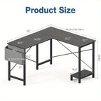 Drop2me L-Shaped Corner Computer Desk with Storage Pocket | Wooden Home Office / Gaming
