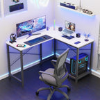 Drop2me L-Shaped Corner Computer Desk with Storage Pocket | Wooden Home Office / Gaming