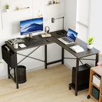 Drop2me L-Shaped Corner Computer Desk with Storage Pocket | Wooden Home Office / Gaming