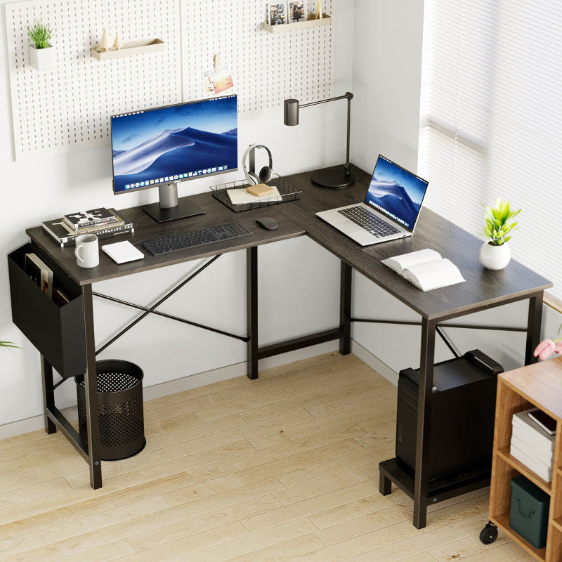 Drop2me L-Shaped Corner Computer Desk with Storage Pocket | Wooden Home Office / Gaming