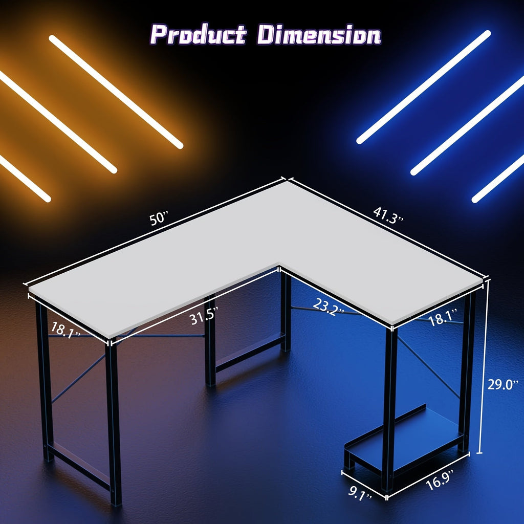 Drop2me L-Shaped Corner Computer Desk with Storage Pocket | Wooden Home Office / Gaming