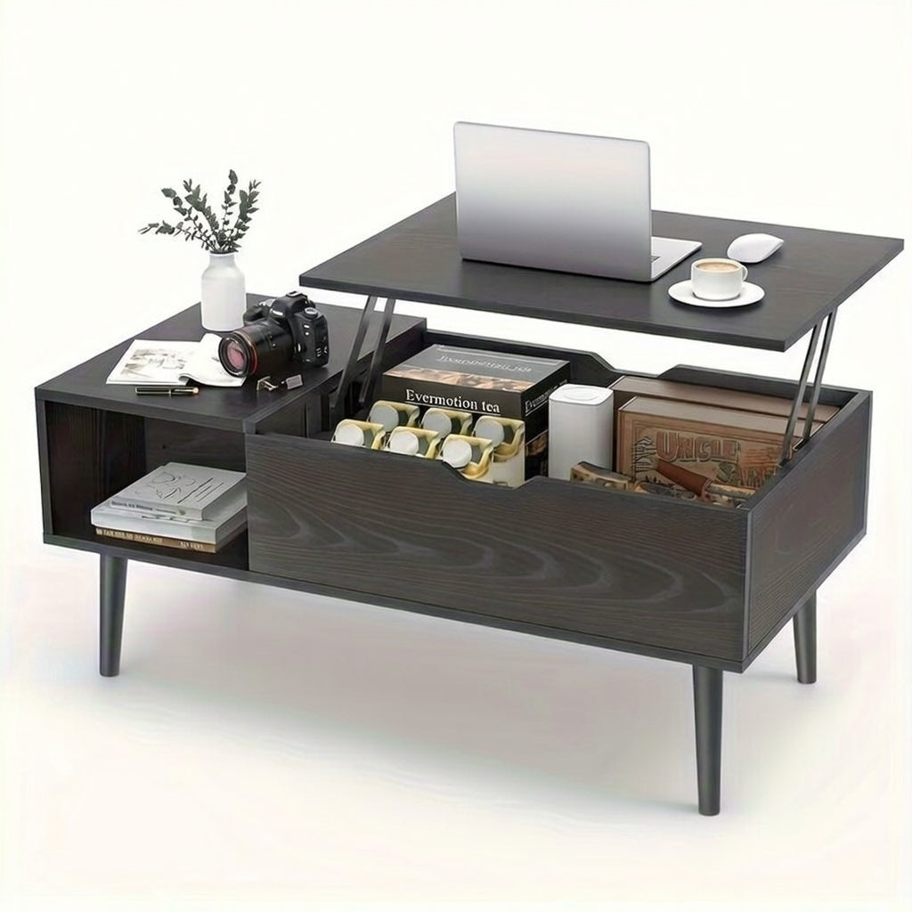 Drop2me Lift Top Coffee Table with Storage, Wooden Living Room Center Table