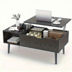 Drop2me Lift Top Coffee Table with Storage, Wooden Living Room Center Table