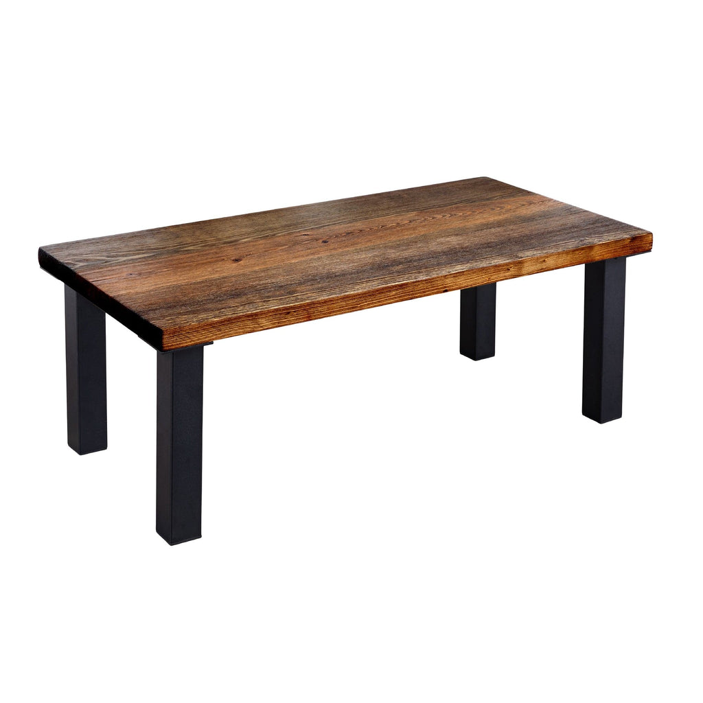 Pipe Decor Skyline Boulder Black Solid Wood Coffee Table with 12 in. High-Rise Legs