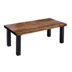Pipe Decor Skyline Boulder Black Solid Wood Coffee Table with 12 in. High-Rise Legs