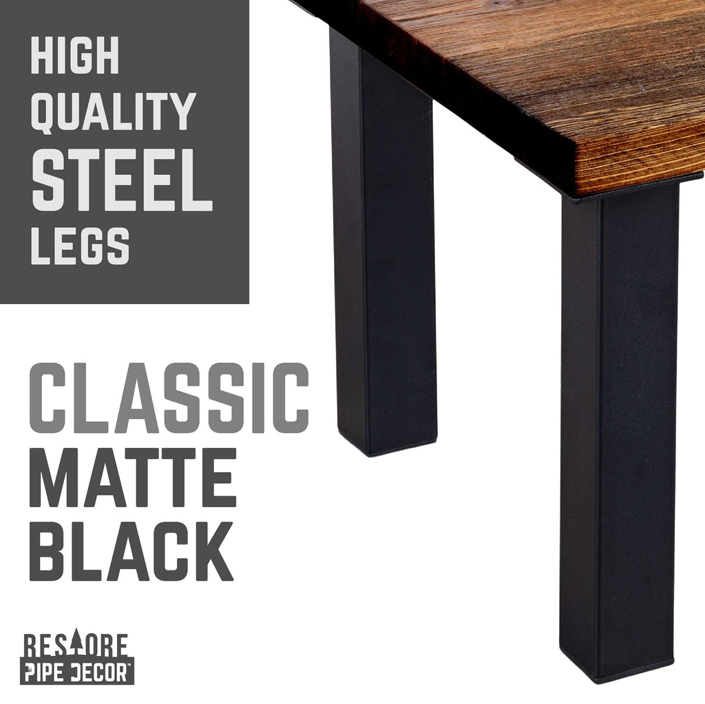 Pipe Decor Skyline Boulder Black Solid Wood Coffee Table with 12 in. High-Rise Legs