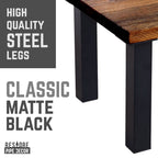 Pipe Decor Skyline Boulder Black Solid Wood Coffee Table with 12 in. High-Rise Legs