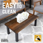 Pipe Decor Skyline Boulder Black Solid Wood Coffee Table with 12 in. High-Rise Legs