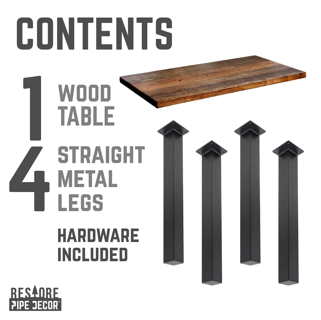 Pipe Decor Skyline Boulder Black Solid Wood Coffee Table with 12 in. High-Rise Legs