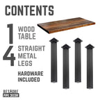 Pipe Decor Skyline Boulder Black Solid Wood Coffee Table with 12 in. High-Rise Legs