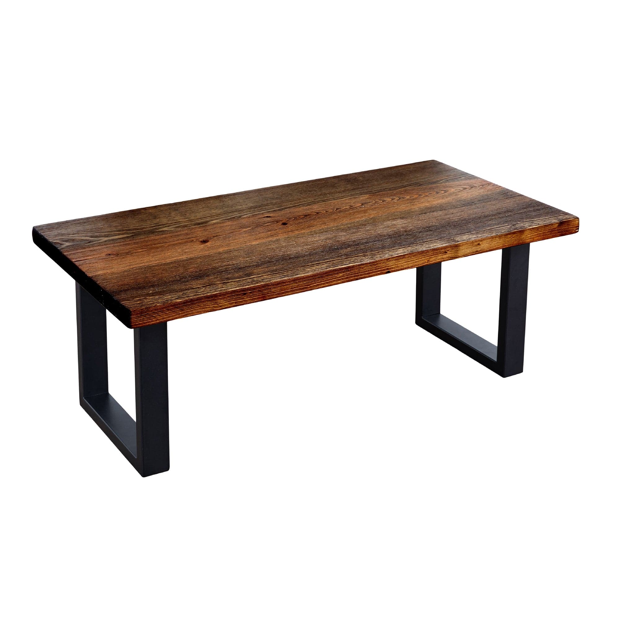 Pipe Decor Skyline Boulder Black Solid Wood Coffee Table with 12 in. Landscape Legs