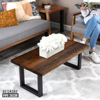 Pipe Decor Skyline Boulder Black Solid Wood Coffee Table with 12 in. Landscape Legs