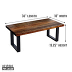 Pipe Decor Skyline Boulder Black Solid Wood Coffee Table with 12 in. Landscape Legs