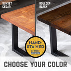 Pipe Decor Skyline Boulder Black Solid Wood Coffee Table with 12 in. Landscape Legs