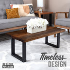 Pipe Decor Skyline Boulder Black Solid Wood Coffee Table with 12 in. Landscape Legs