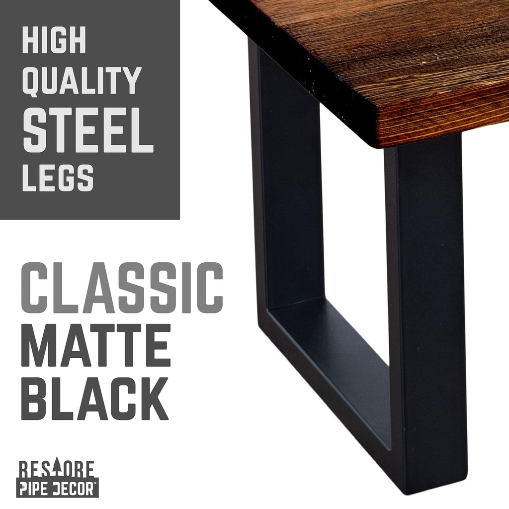 Pipe Decor Skyline Boulder Black Solid Wood Coffee Table with 12 in. Landscape Legs