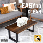 Pipe Decor Skyline Boulder Black Solid Wood Coffee Table with 12 in. Landscape Legs