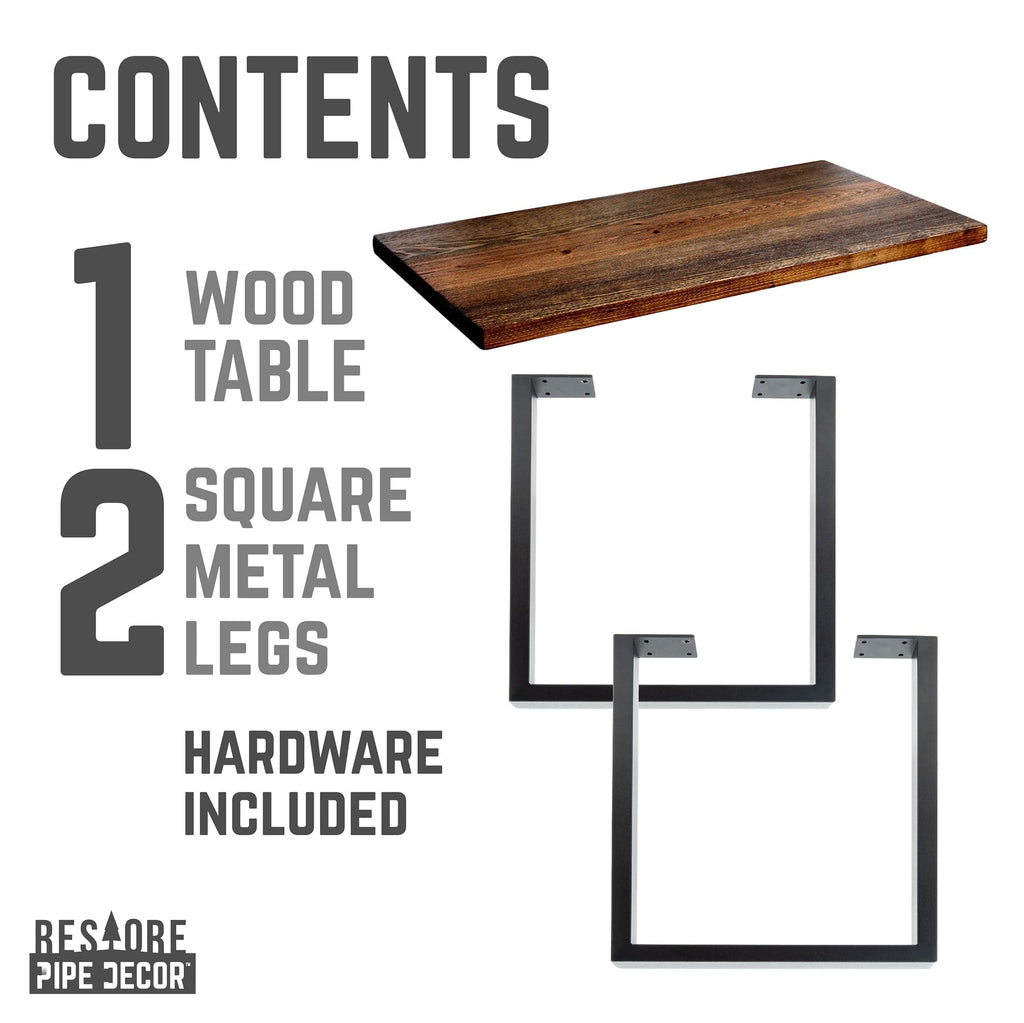 Pipe Decor Skyline Boulder Black Solid Wood Coffee Table with 12 in. Landscape Legs