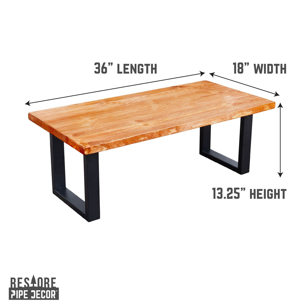 Pipe Decor Skyline Sunset Cedar Solid Wood Coffee Table with 12 in. Landscape Legs