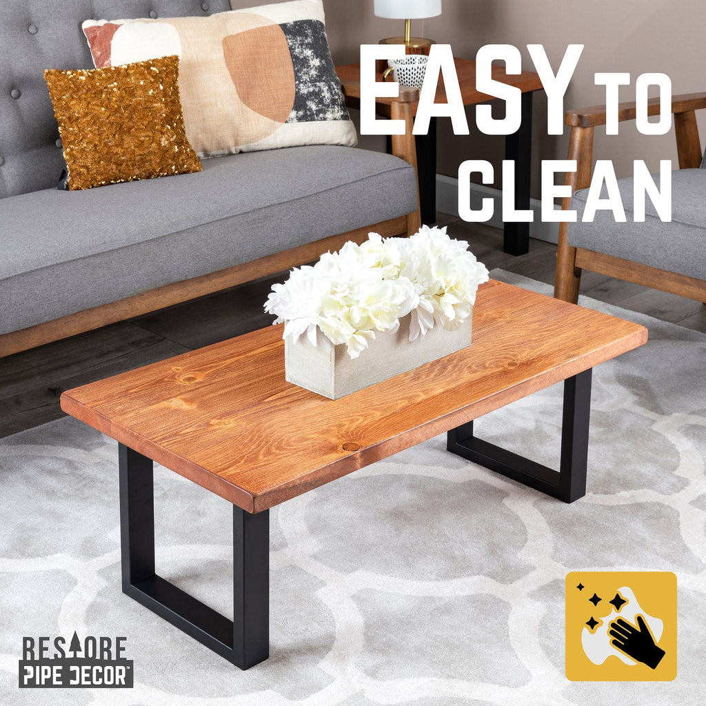 Pipe Decor Skyline Sunset Cedar Solid Wood Coffee Table with 12 in. Landscape Legs