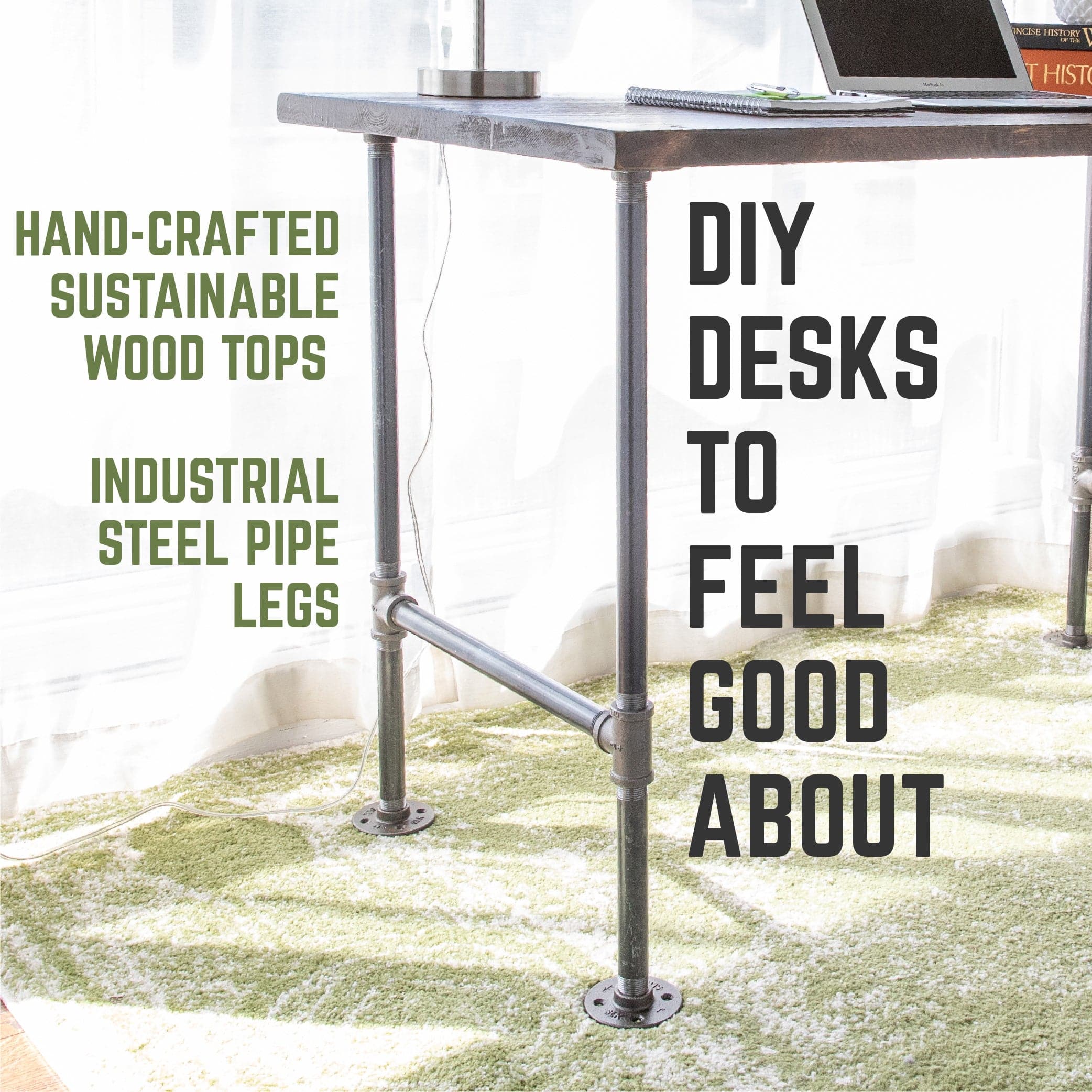 Pipe Decor RESTORE Trail Brown Solid Wood Office Desk