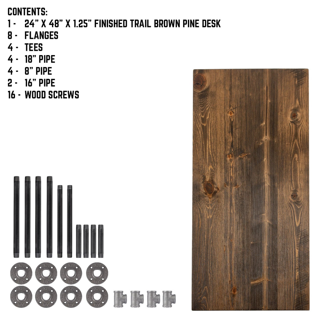 Pipe Decor RESTORE Trail Brown Solid Wood Office Desk