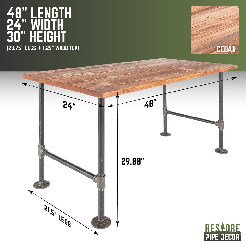 Pipe Decor RESTORE Sunset Cedar Solid Wood Office Desk