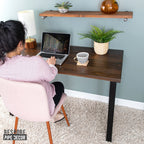 Pipe Decor Skyline Boulder Black Solid Wood Desk with 28 in. High-Rise Legs
