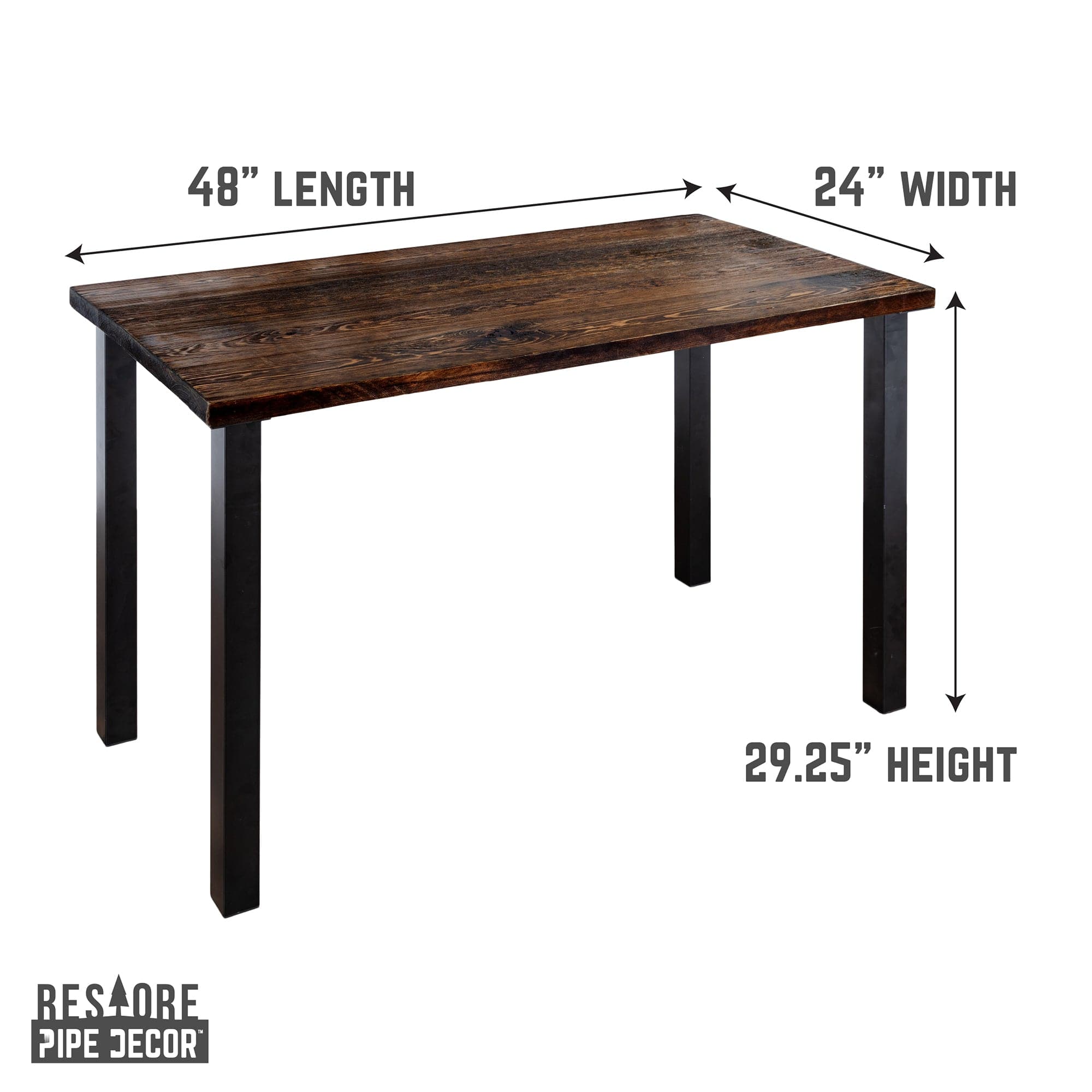 Pipe Decor Skyline Boulder Black Solid Wood Desk with 28 in. High-Rise Legs