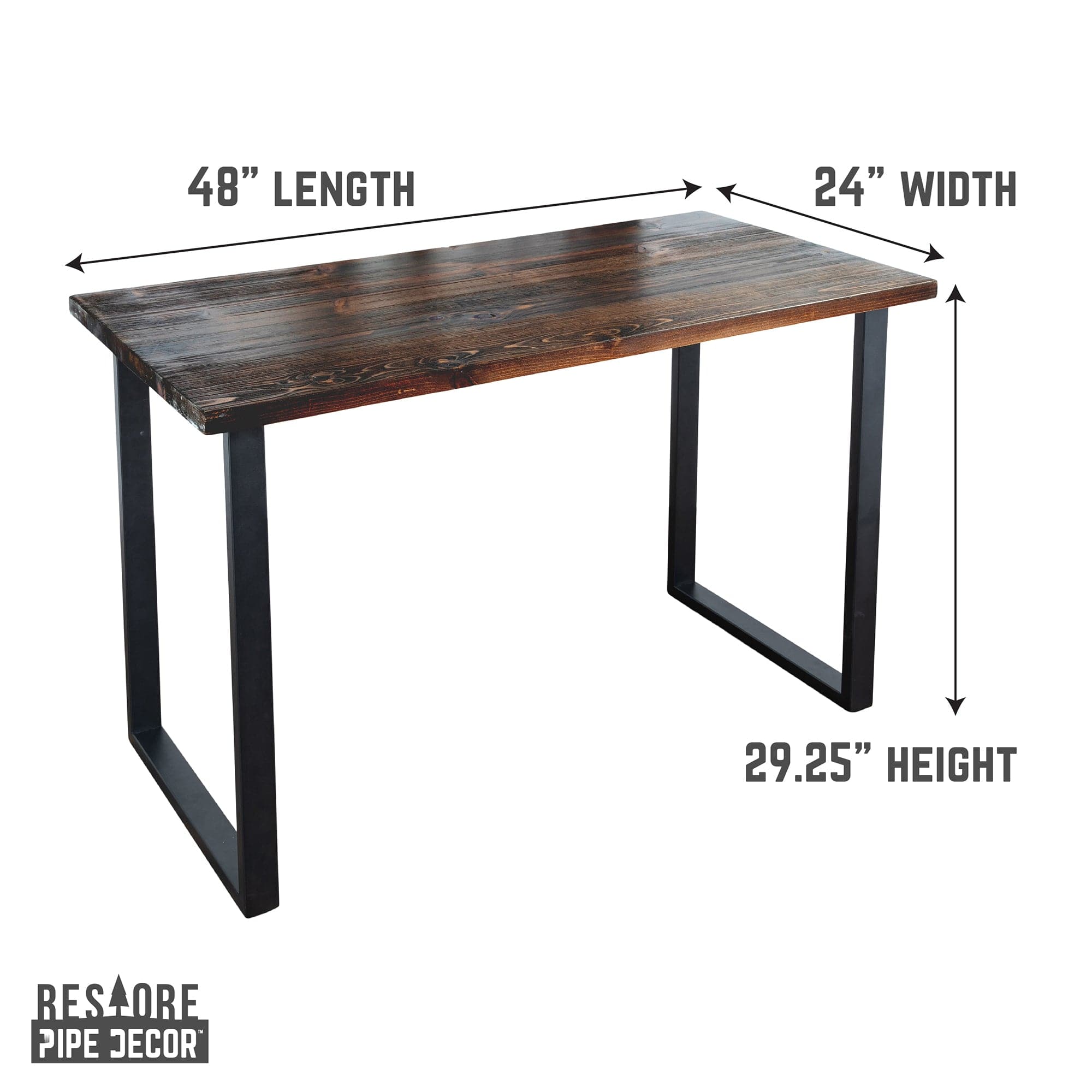 Pipe Decor Skyline Boulder Black Solid Wood Desk with 28 in. Landscape Legs