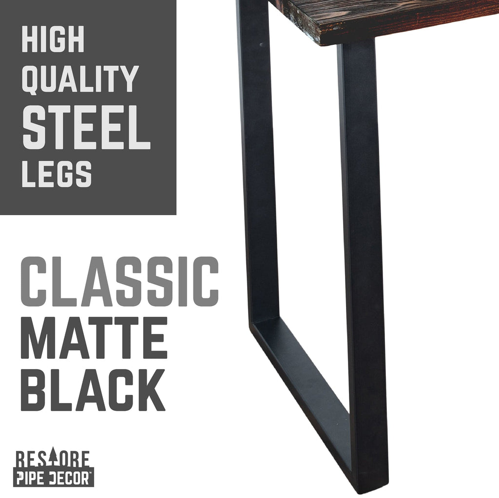 Pipe Decor Skyline Boulder Black Solid Wood Desk with 28 in. Landscape Legs