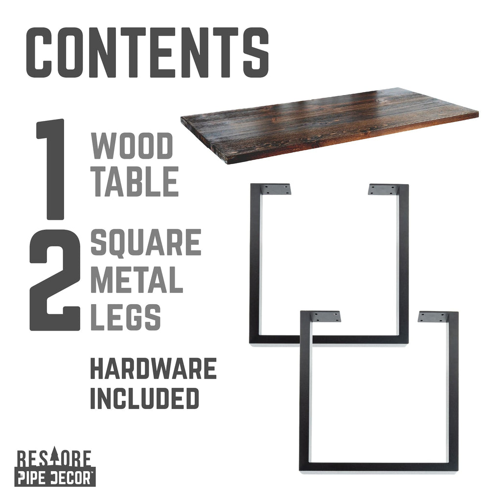 Pipe Decor Skyline Boulder Black Solid Wood Desk with 28 in. Landscape Legs