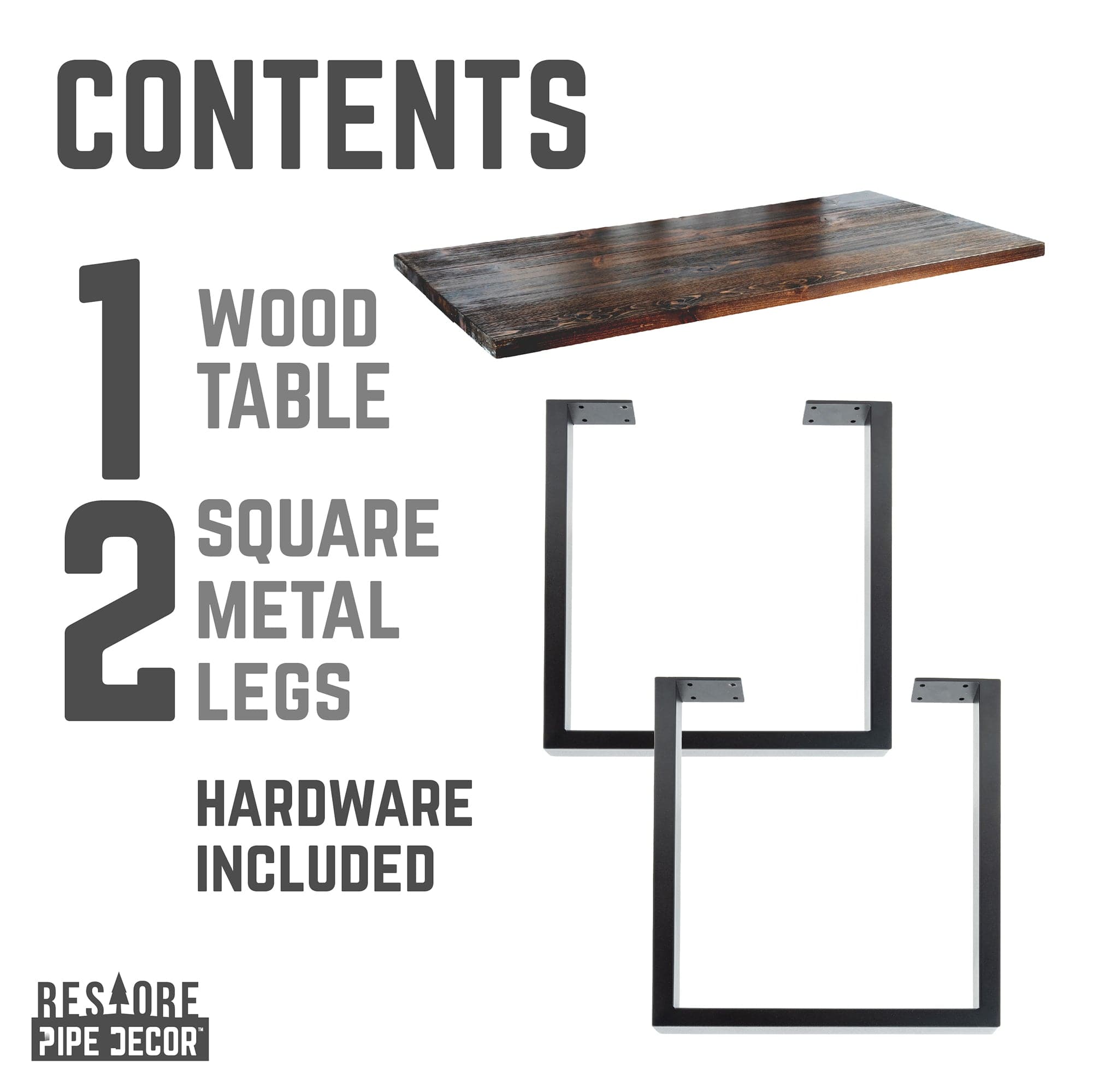 Pipe Decor Skyline Boulder Black Solid Wood Desk with 28 in. Landscape Legs