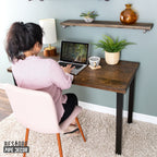 Pipe Decor Skyline Trail Brown Solid Wood Desk with 28 in. High-Rise Legs