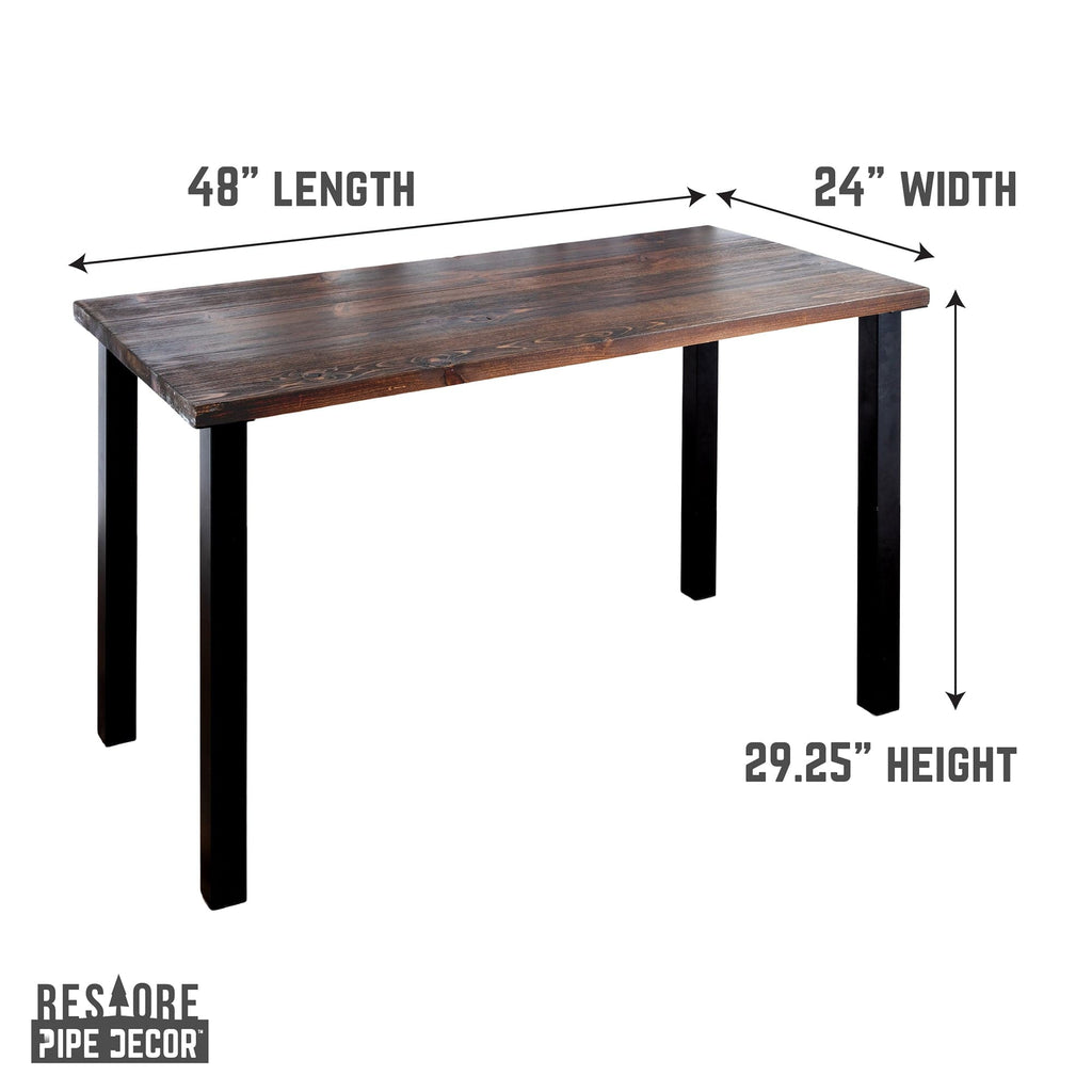 Pipe Decor Skyline Trail Brown Solid Wood Desk with 28 in. High-Rise Legs