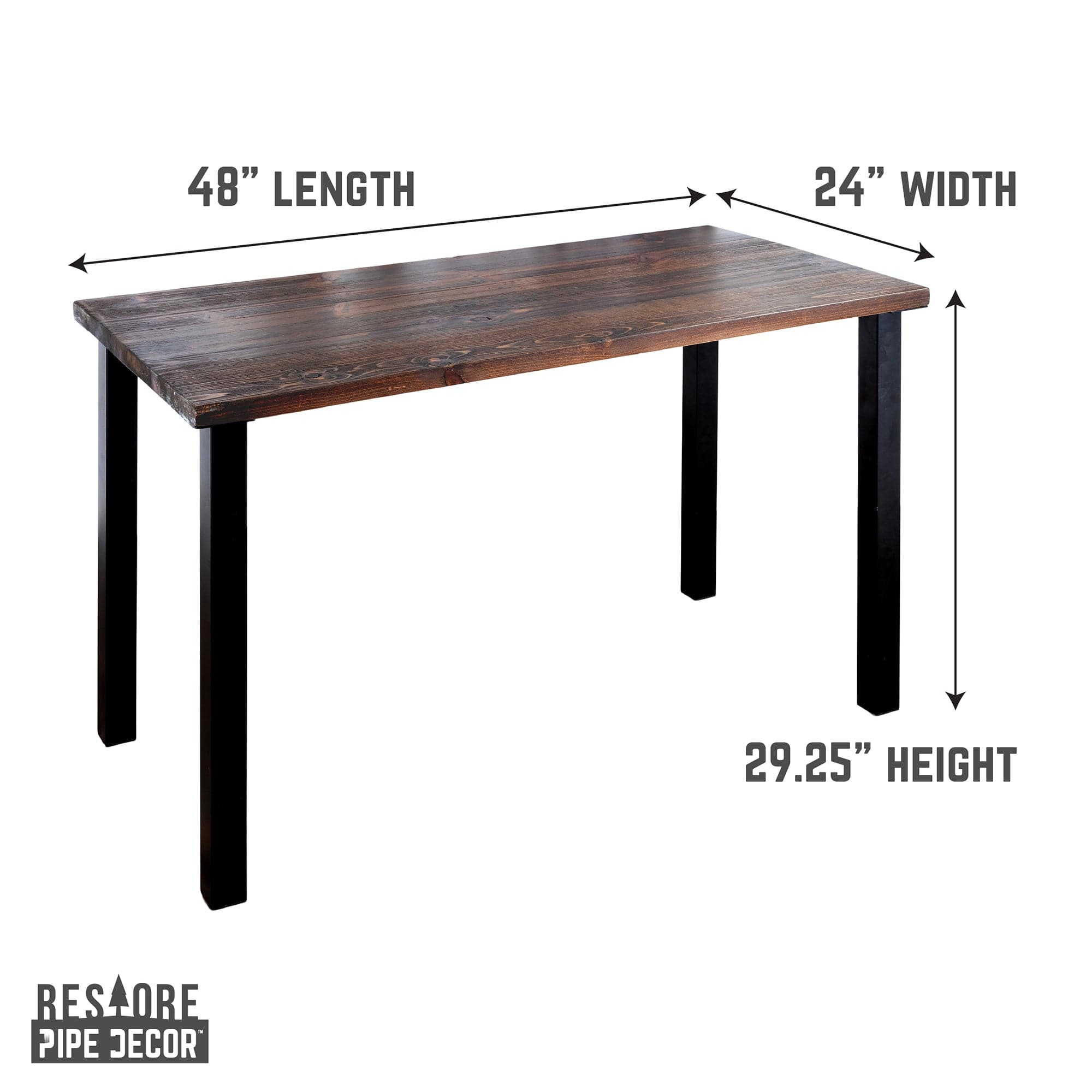 Pipe Decor Skyline Trail Brown Solid Wood Desk with 28 in. High-Rise Legs