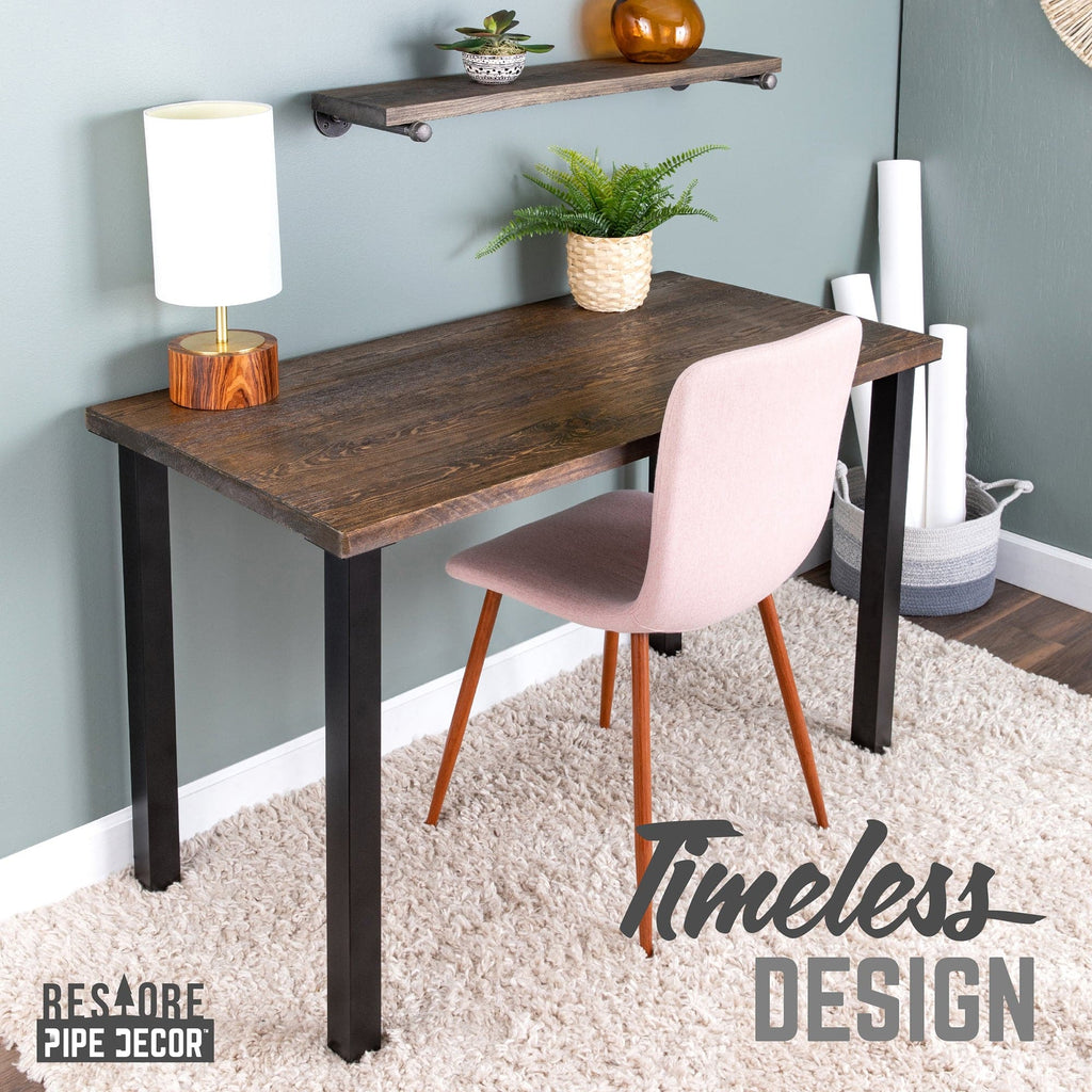 Pipe Decor Skyline Trail Brown Solid Wood Desk with 28 in. High-Rise Legs