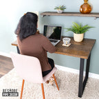 Pipe Decor Skyline Trail Brown Solid Wood Desk with 28 in. Landscape Legs