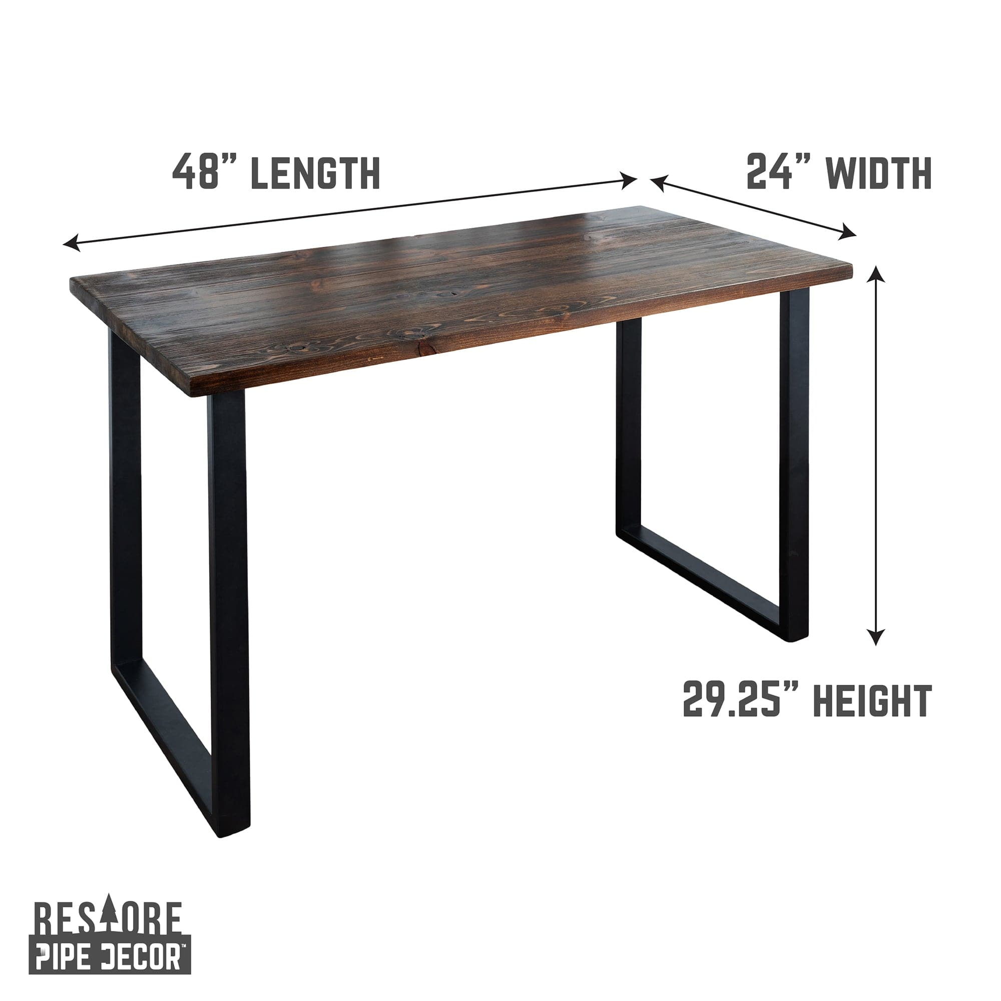 Pipe Decor Skyline Trail Brown Solid Wood Desk with 28 in. Landscape Legs