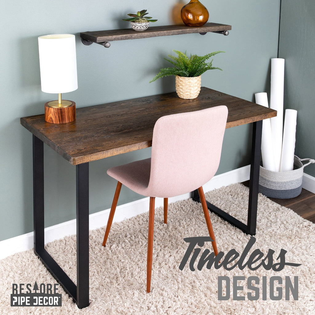 Pipe Decor Skyline Trail Brown Solid Wood Desk with 28 in. Landscape Legs