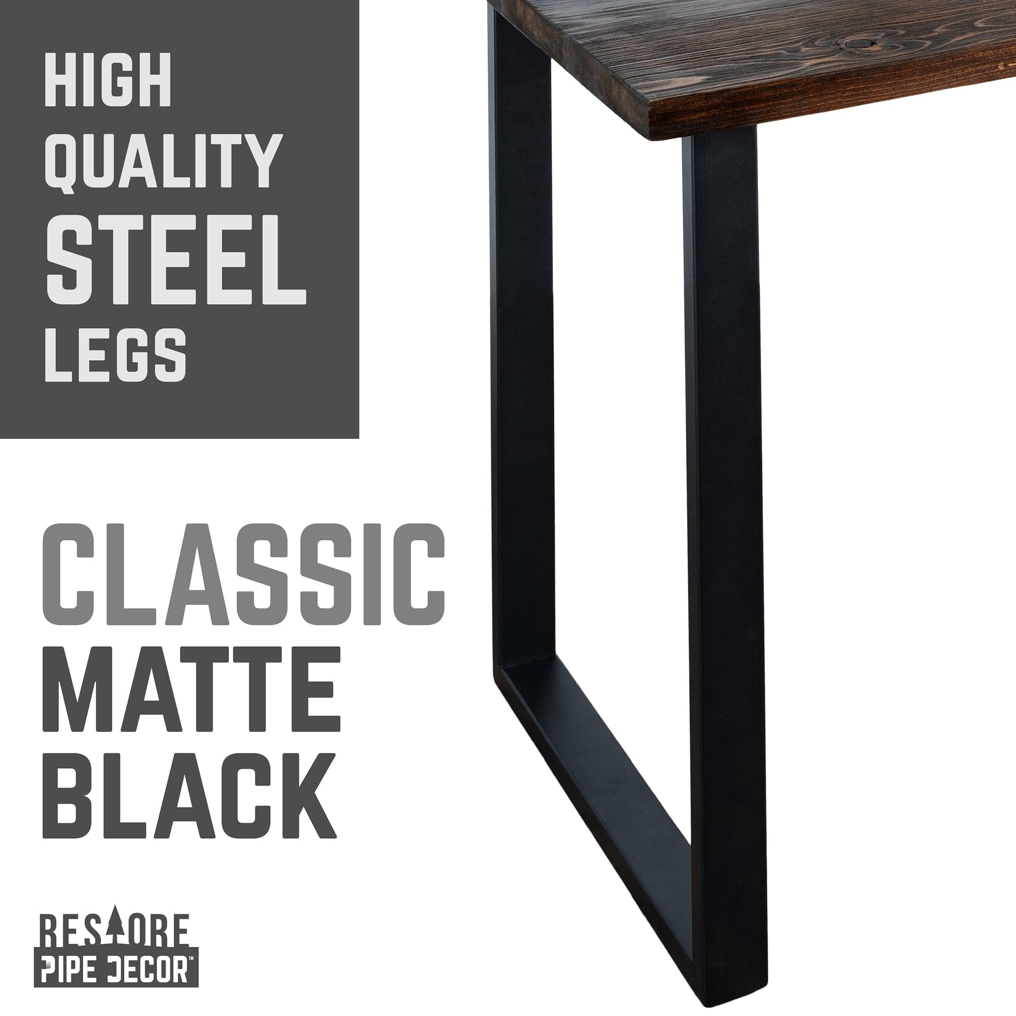 Pipe Decor Skyline Trail Brown Solid Wood Desk with 28 in. Landscape Legs