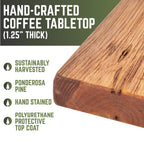 Pipe Decor RESTORE Sunset Cedar Solid Wood Coffee Table