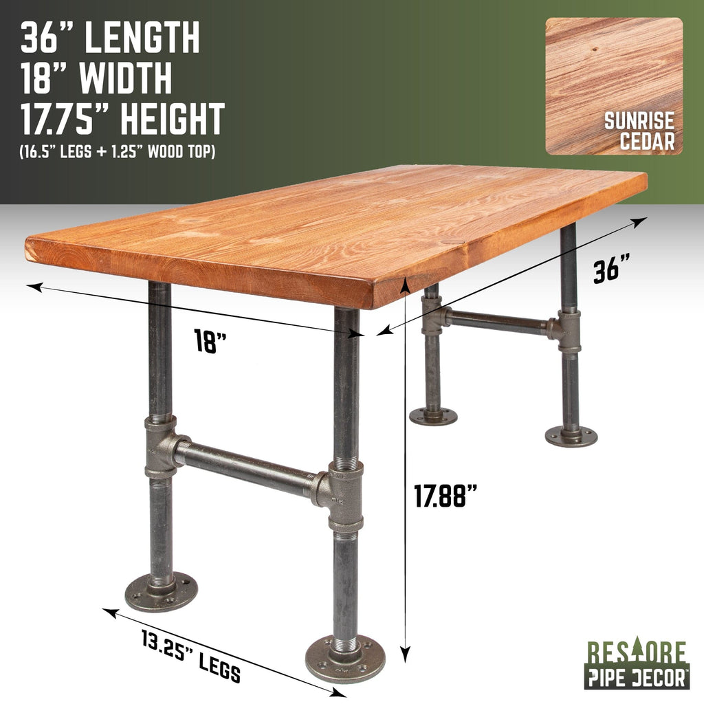 Pipe Decor RESTORE Sunset Cedar Solid Wood Coffee Table