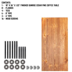 Pipe Decor RESTORE Sunset Cedar Solid Wood Coffee Table